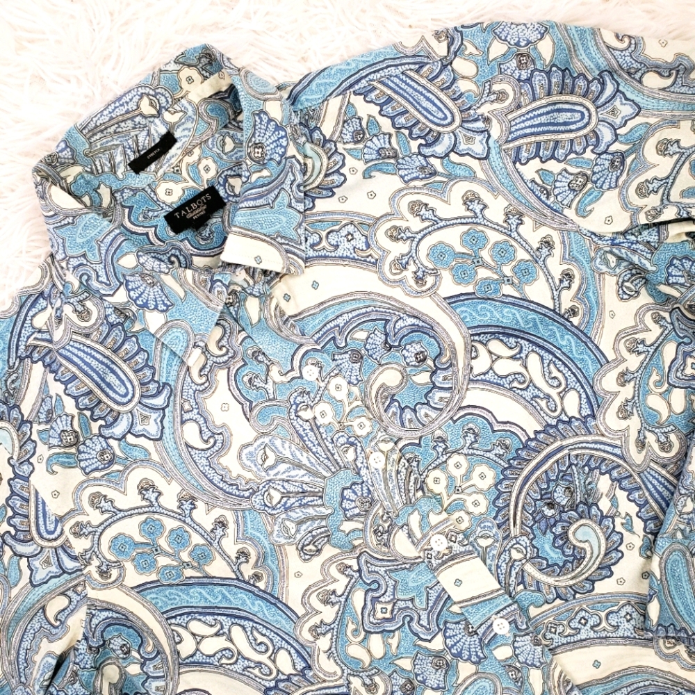 Talbots 12 Petite Long Sleeve Paisley Shirt